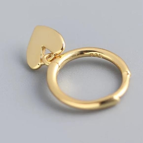 NEW GOLD TASSEL HEART HOOP EARRINGS - Picture 4 of 7